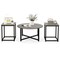 Costway 3 PCS Coffee Table Set Round Coffee Table and 2PCS Square End Tables Metal Frame White/Gray/Walnut